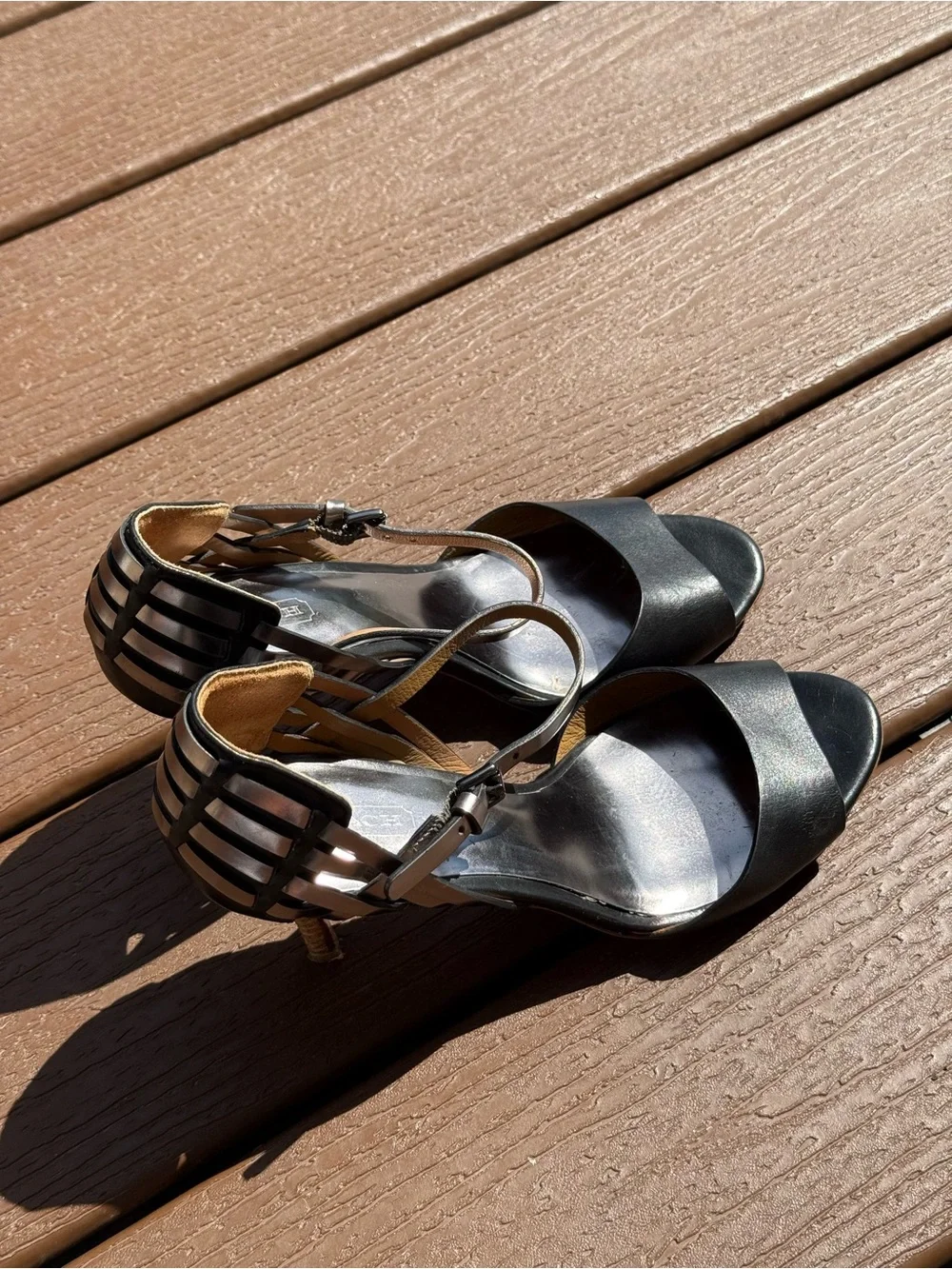 Coach Kayson Black Woven Heel Sandals 7.5